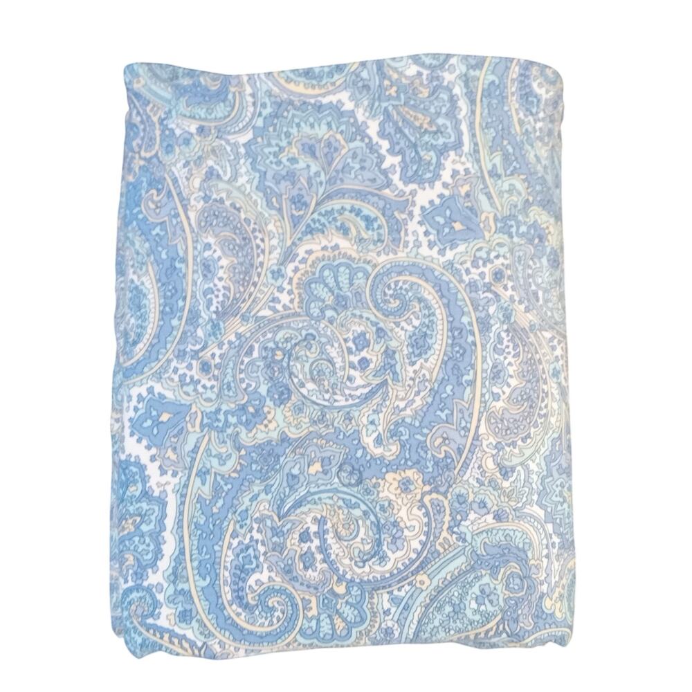 Ralph Lauren RLL Blue White Yellow Paisley Full Flat Sheet Cotton READ Cutter